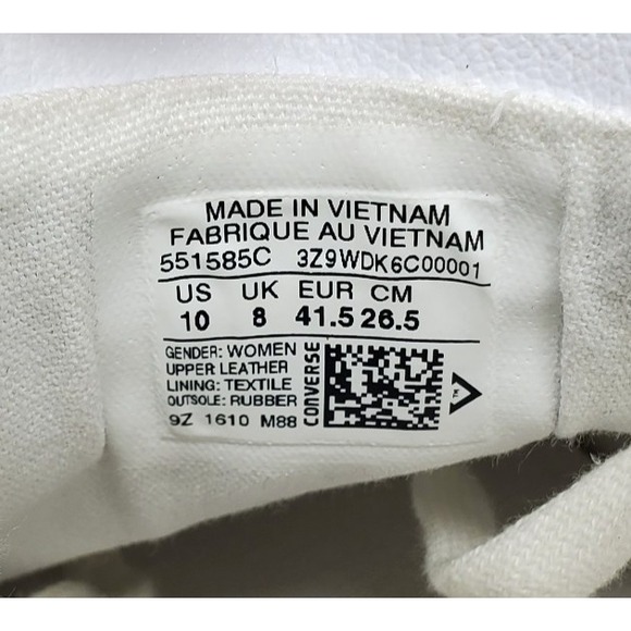 Converse All Star Madison‎ OX Sneakers Womens 10 White Leather Lace Up Shoes - Picture 12 of 13